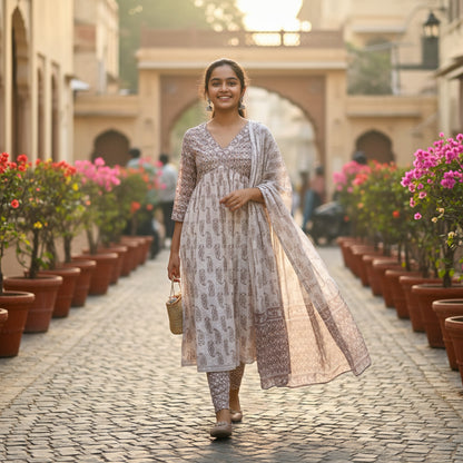 Premium Cotton Anarkali Tunic Set for Effortless Elegance