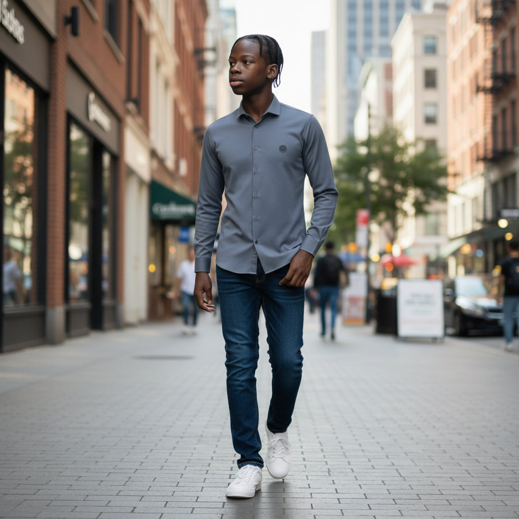 Lycra Button-Up Shirt Casual Wear