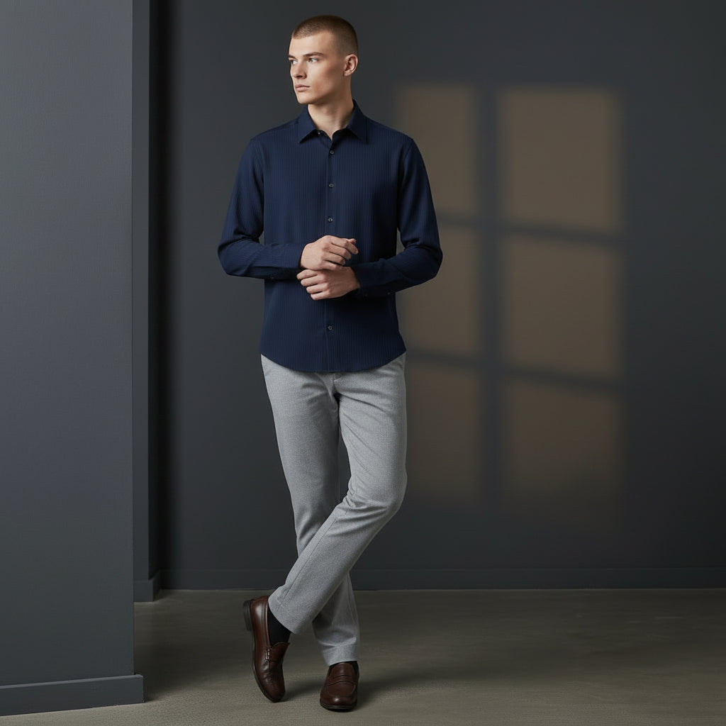 Cotton Blend Button-Up Shirt