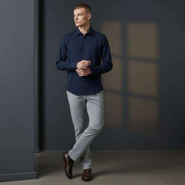 Cotton Blend Button-Up Shirt
