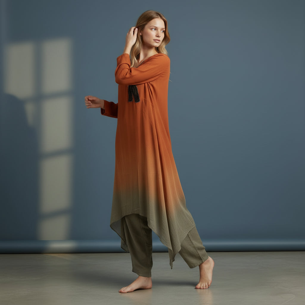 Chiffon Georgette Ombre Tunic Set