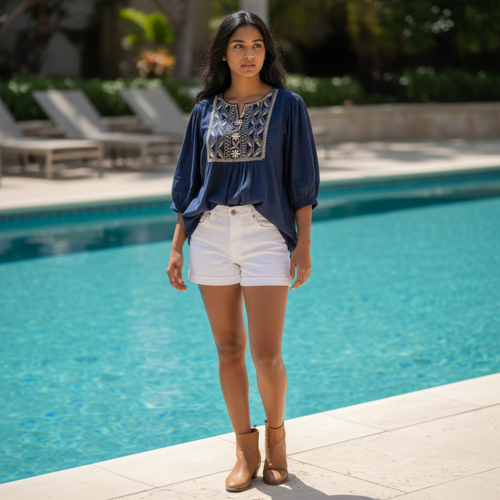 Thread Embroidered Top