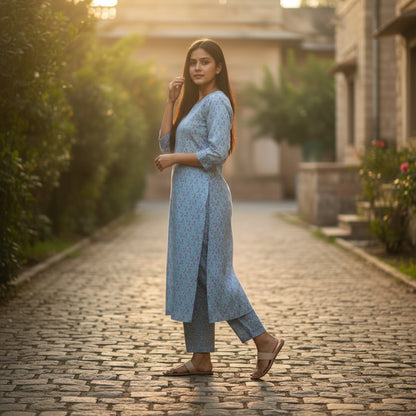 Cotton Kurta Set Floral Comfortable