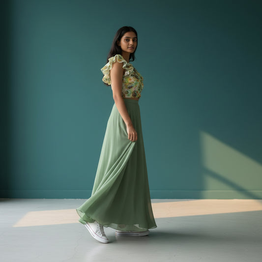 Chiffon Ruffled Sleeve Designer Blouse