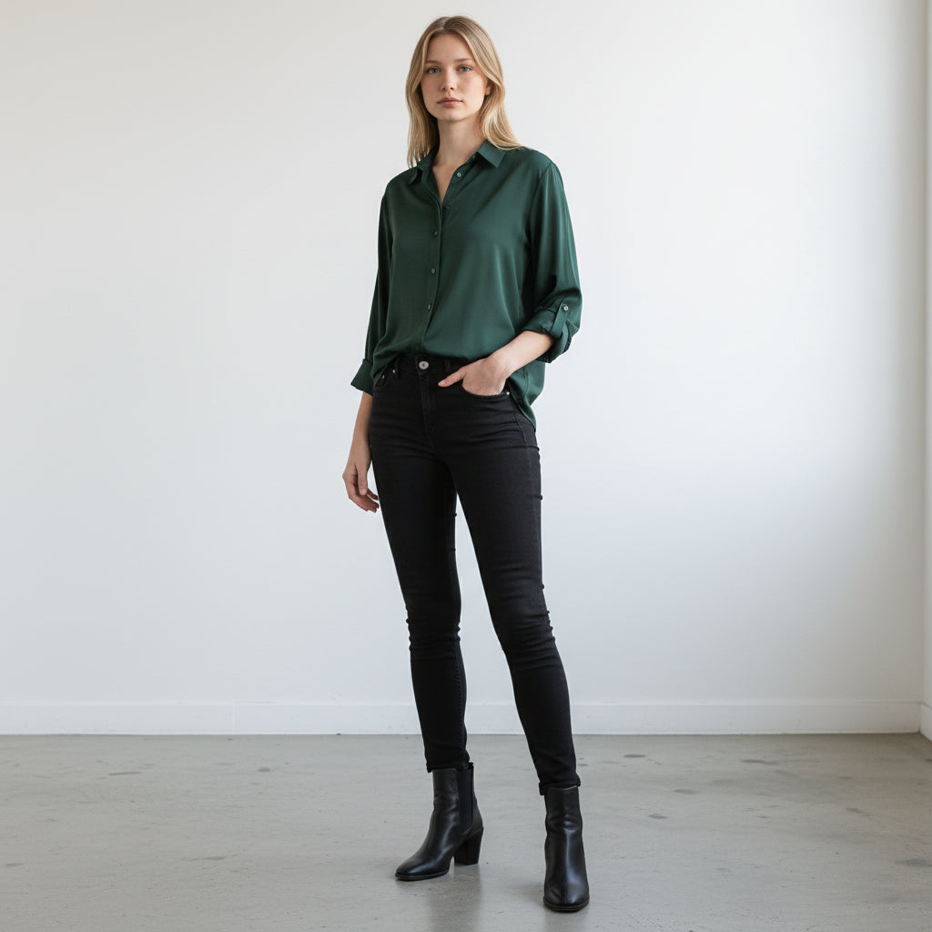 Satin Shirt Smart-Casual Relaxed Fit