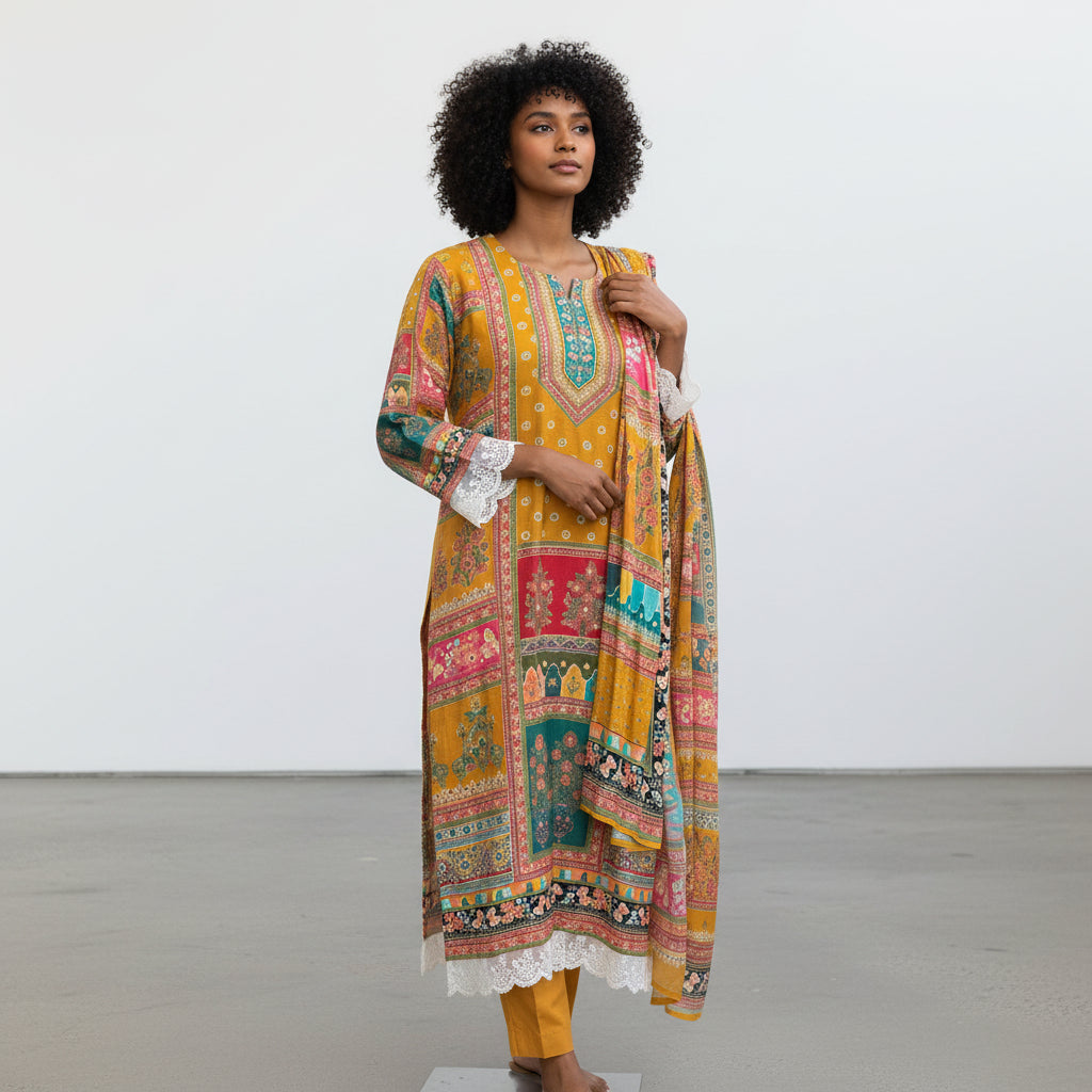 Multi Color Floral Ethnic Inspired Kurta set