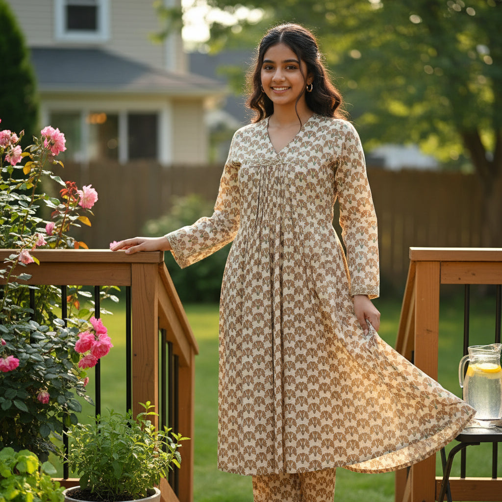 Cotton Silk Blend Straight-Cut Kurta Ensemble