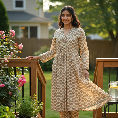 Cotton Silk Blend Straight-Cut Kurta Ensemble