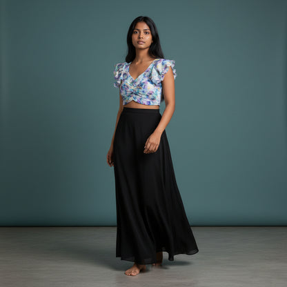 Chiffon Blouse with Ruffled Sleeves for Elegant Outings