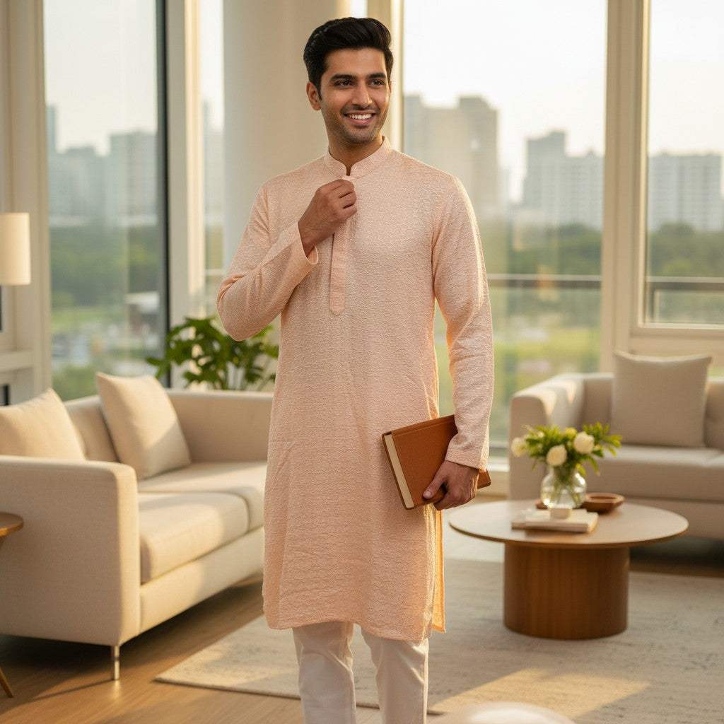 Chikankari Embroidered Sequinned Kurta Set