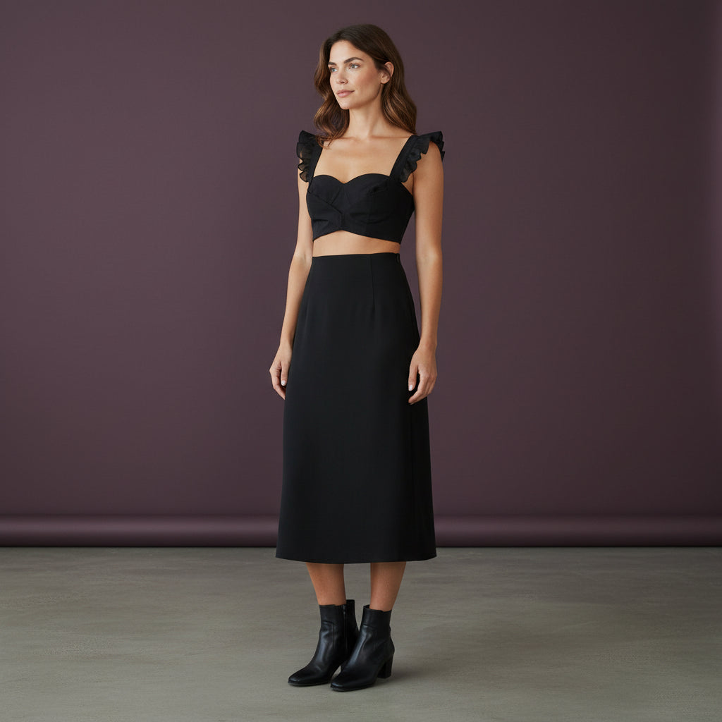 Soft Satin Organza Ruffle Sleeve Designer Blouse