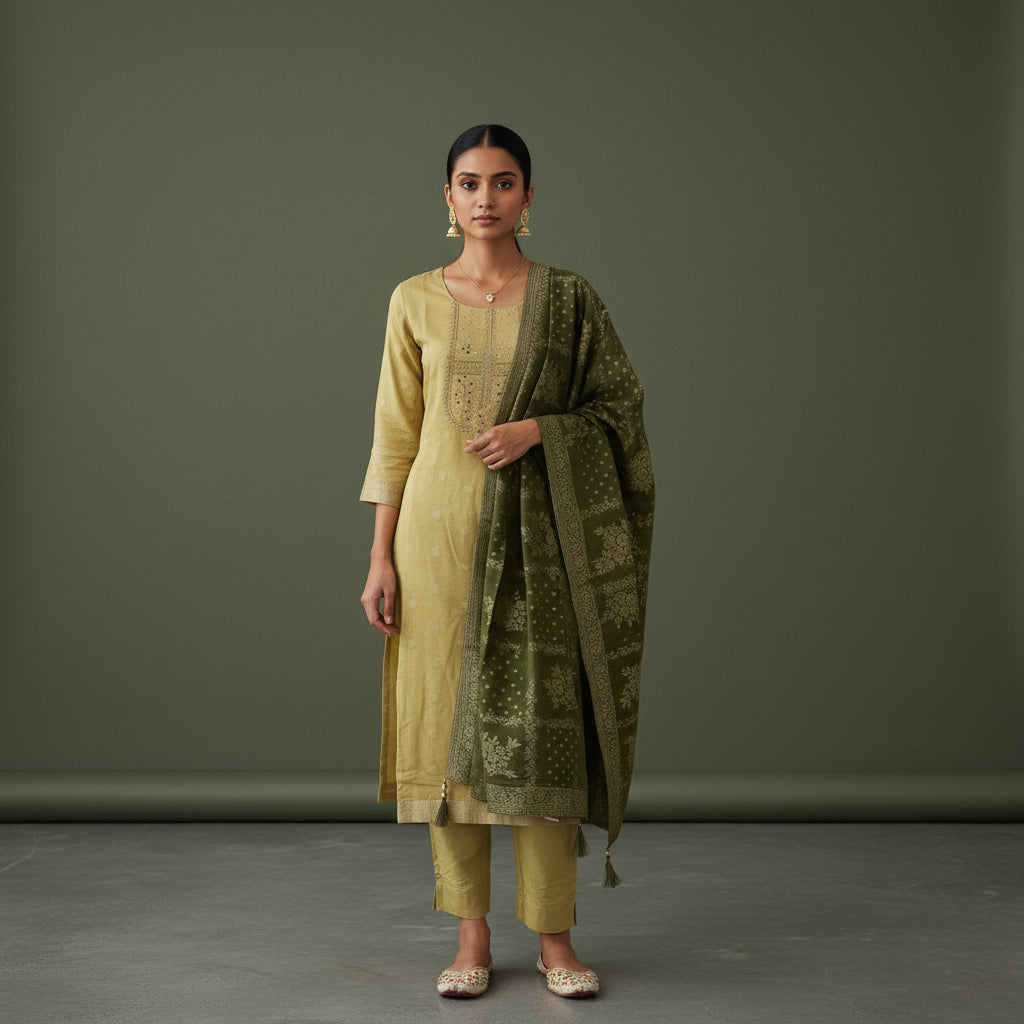 Light Silk Chanderi Kurta Set