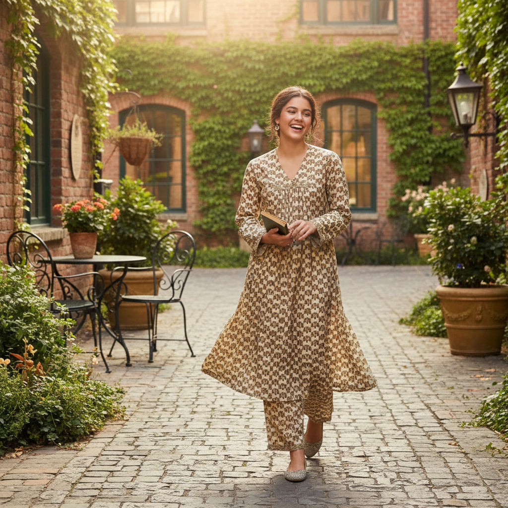 Cotton Silk Blend Straight-Cut Kurta Ensemble