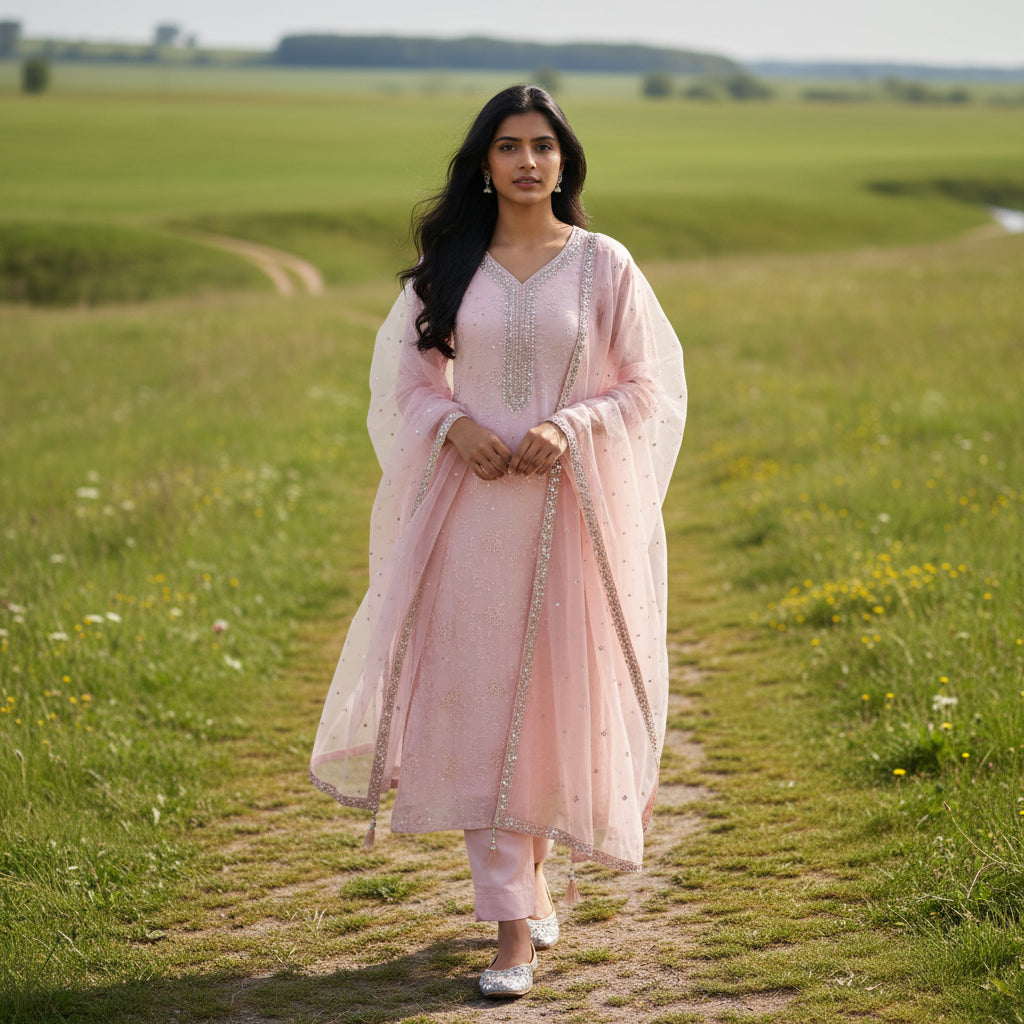 Silk Blend Kameez Set for Festivities