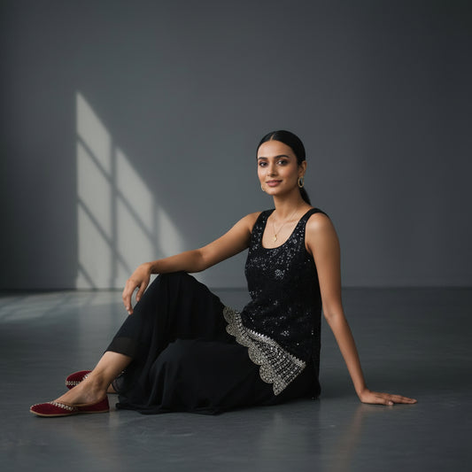 Georgette Sequined Kurta Top