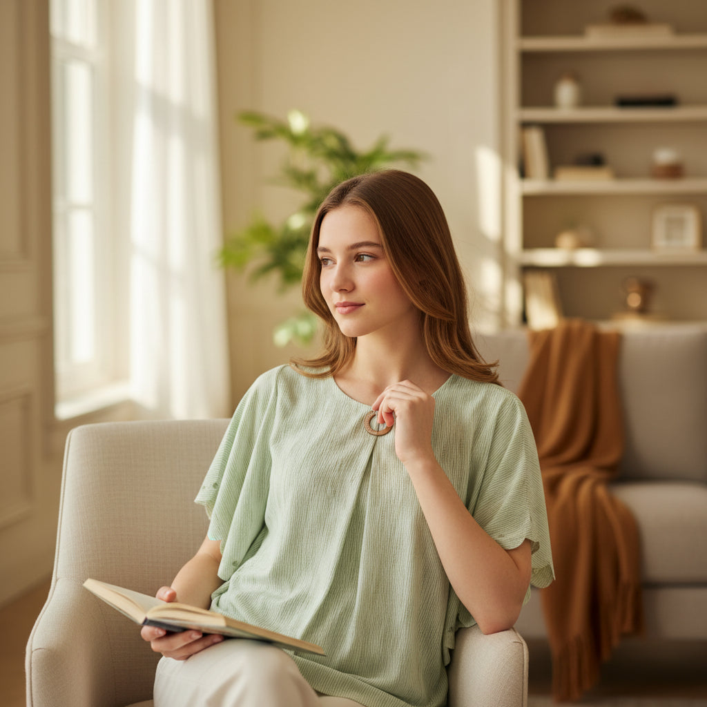 Lightweight Pleated Chiffon Tunic