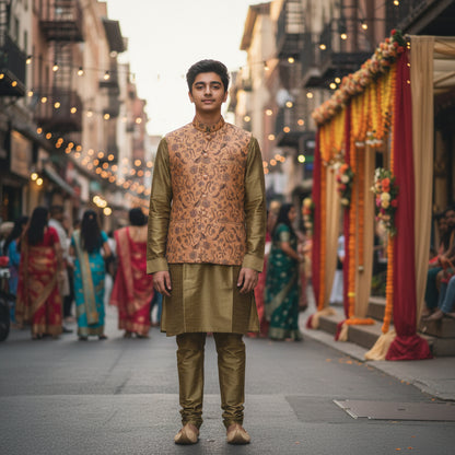 Cotton Silk Blend Kurta Set 3 Piece