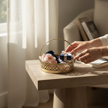 Gold-Plated Metal Decorative Basket
