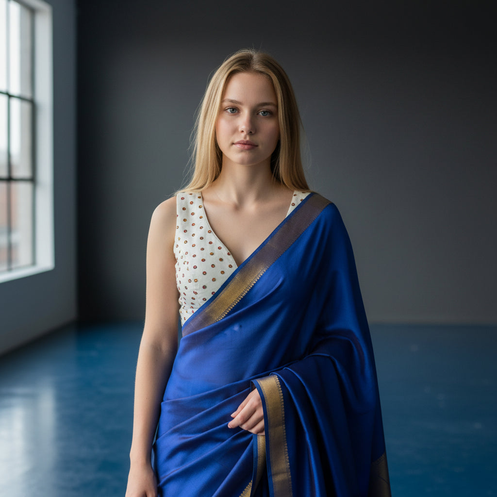 Silk Blend V-Neck Blouse