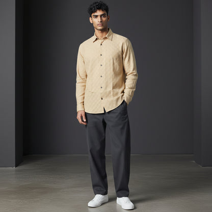 Cotton Polyester Blend Button-Up Shirt