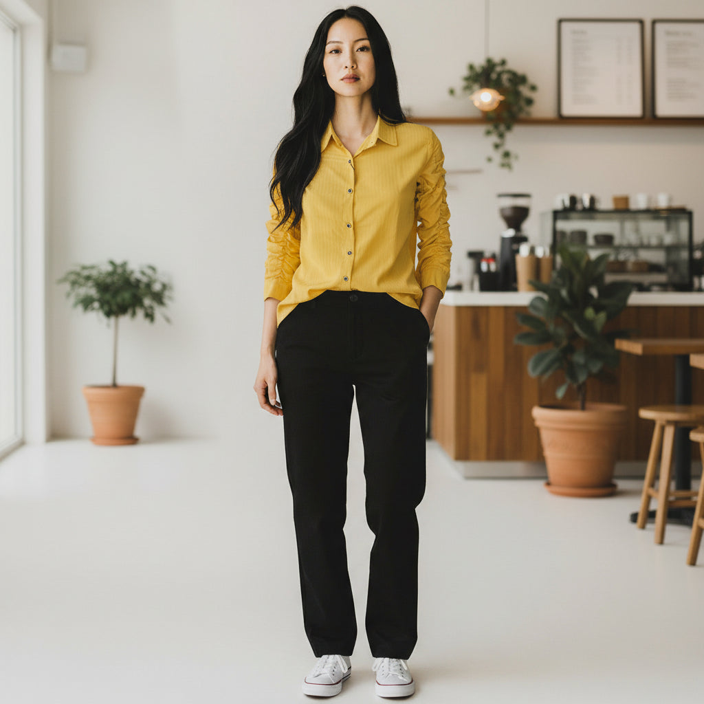 Stretchable Satin Ruched Shirt