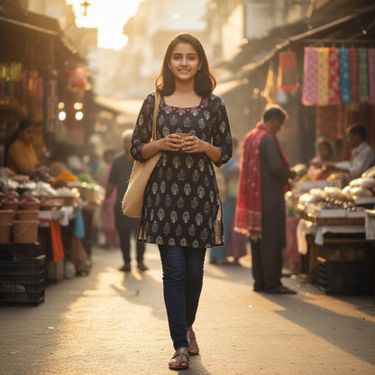 Cotton Square-neck Tunic for Everyday Wear