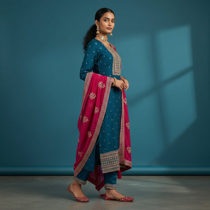 Silk-blend Kurta Set for Elegant Wear