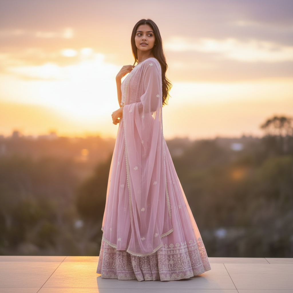 Silk Blend Crop Top with Pleated Skirt for Elegant Occasions