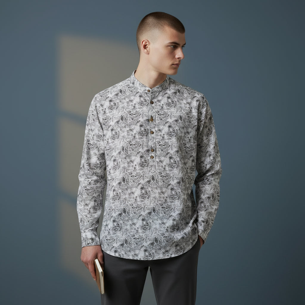 Cotton-Blend Half Kurta