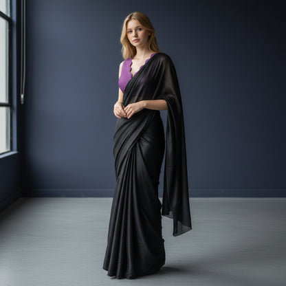 Raw Silk Scalloped Neckline Blouse