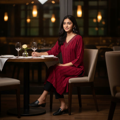 Textured Rayon Straight Kurta for Elegant Leisure