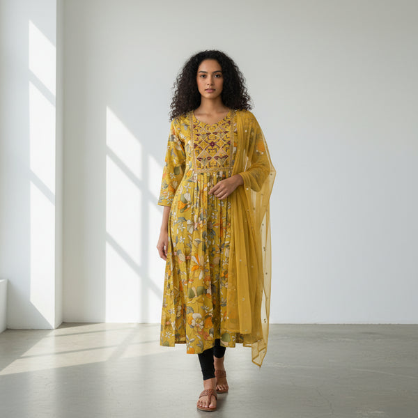 Multi Color Floral Print Kurta set