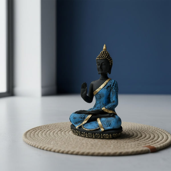 Polyresin Buddha Statue Blue Home Decor