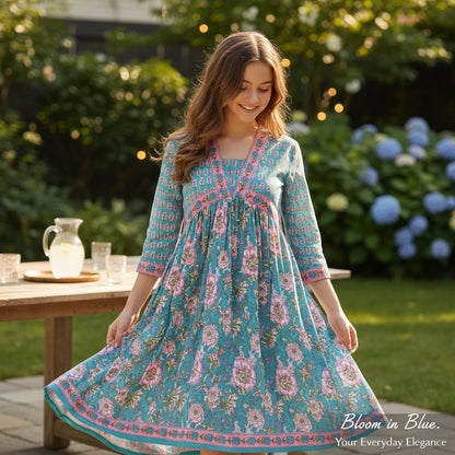 Cotton Floral Print Tunic with Pants and Dupatta