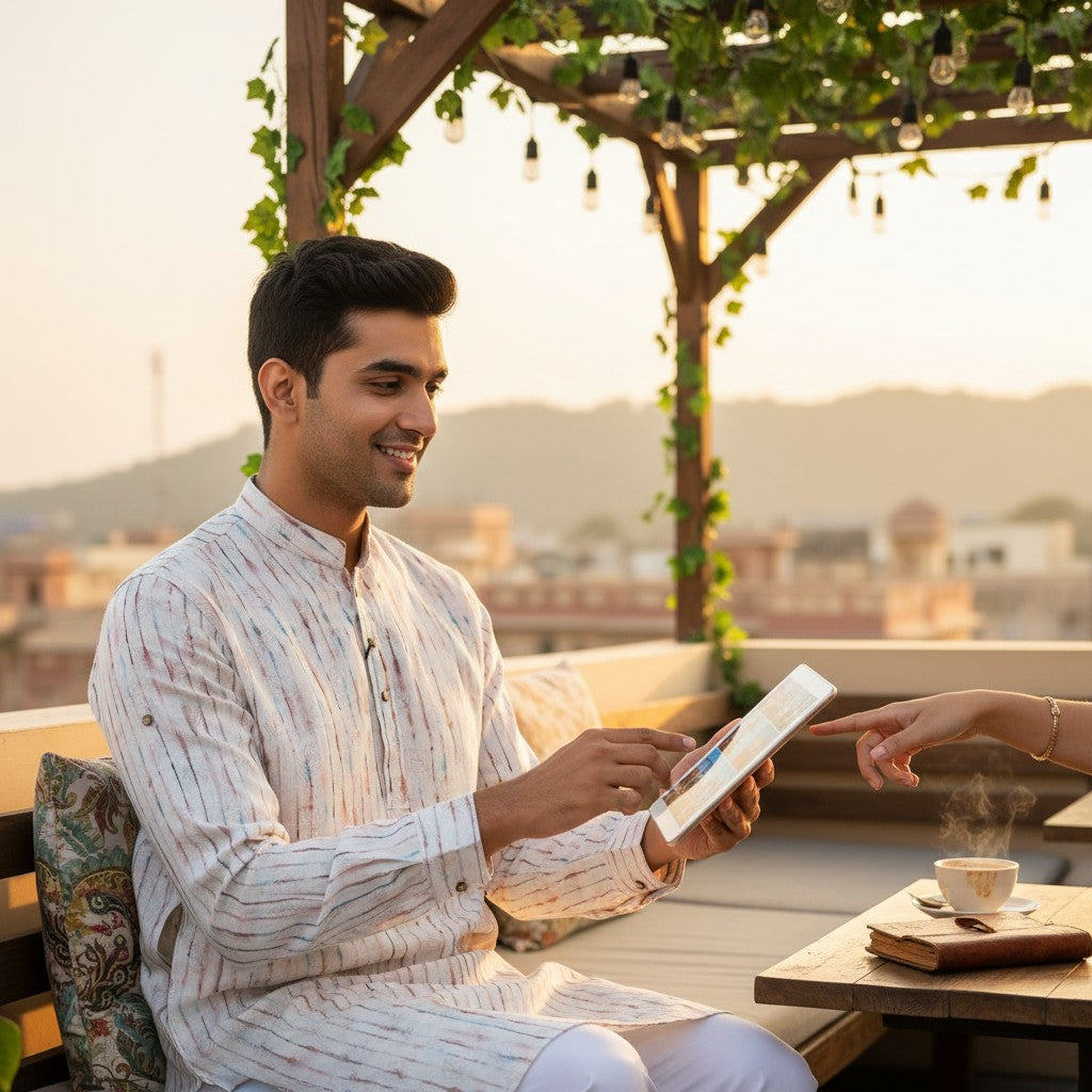 Funky Men's Half Kurta