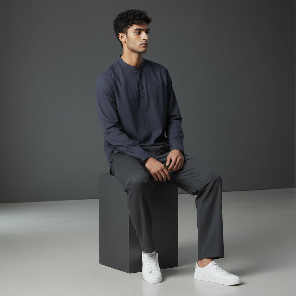 Funky Men's Long-Sleeve Half Kurta