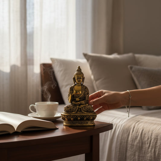 Brass Buddha Sculpture Home Decor Accent