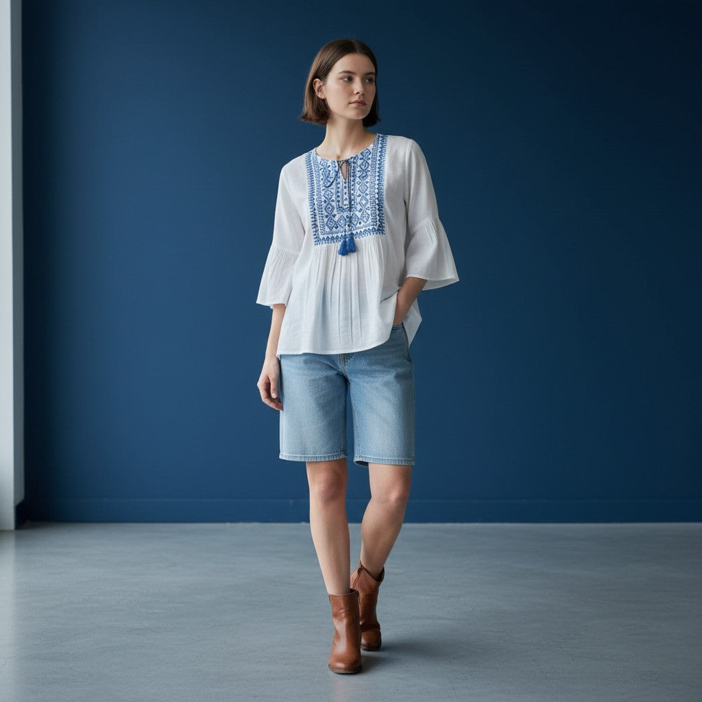 Turquoise Embroidered Tunic