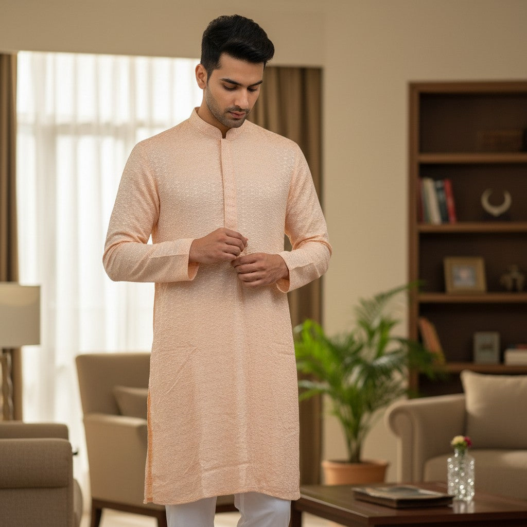 Chikankari Embroidered Sequinned Kurta Set