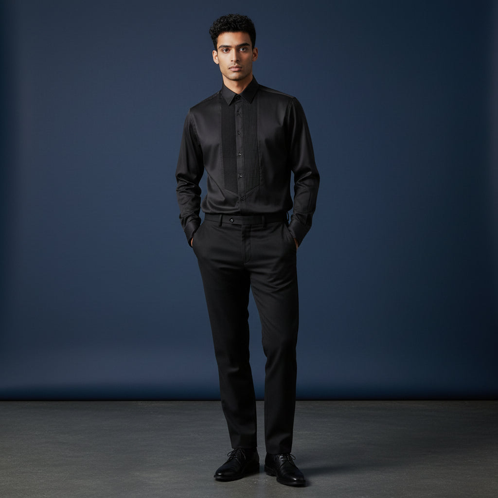 Cotton-Polyester Shirt Black Tuxedo