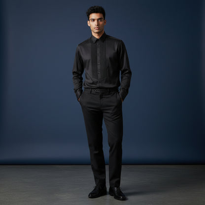 Cotton-Polyester Shirt Black Tuxedo