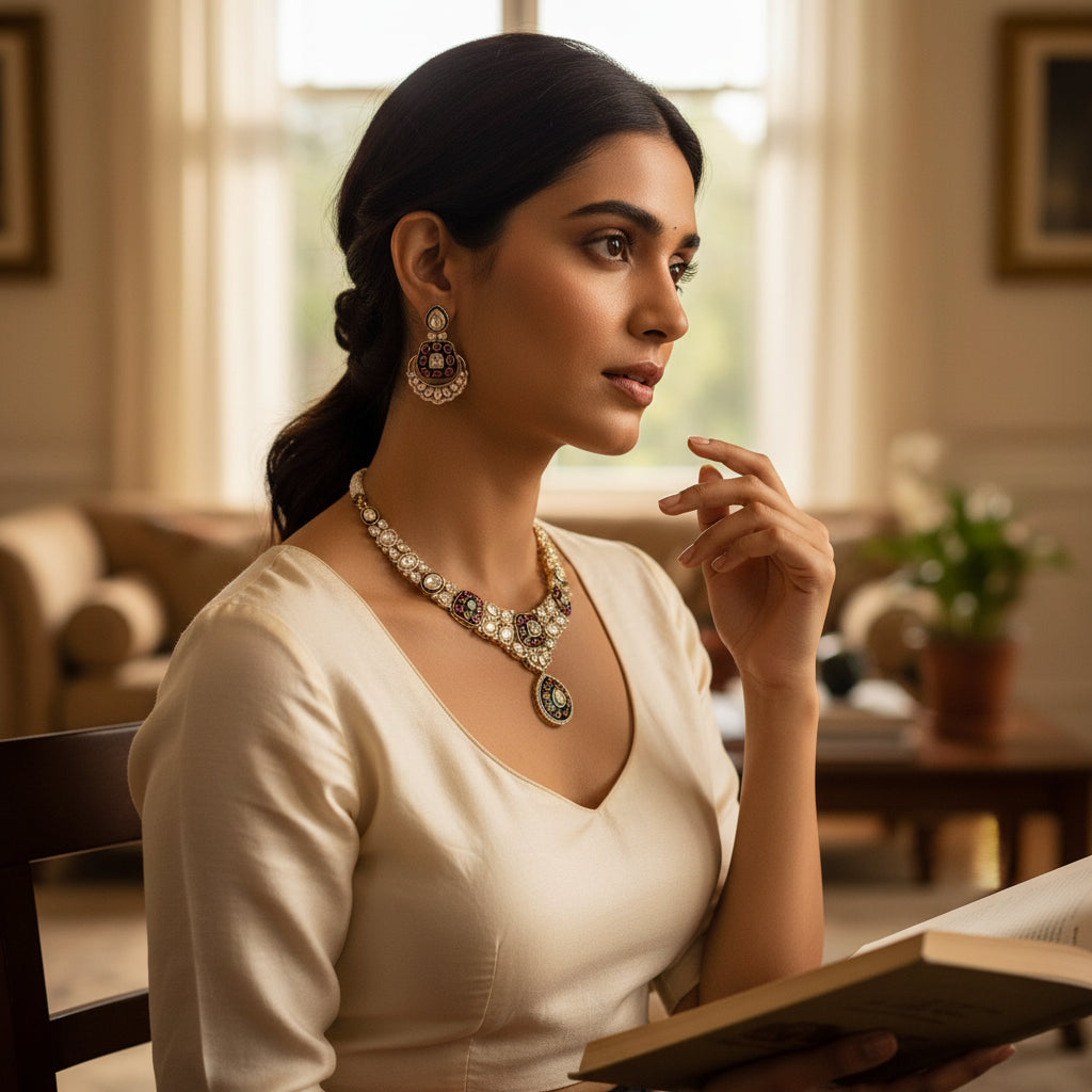 Gold Plated Choker with V Drop