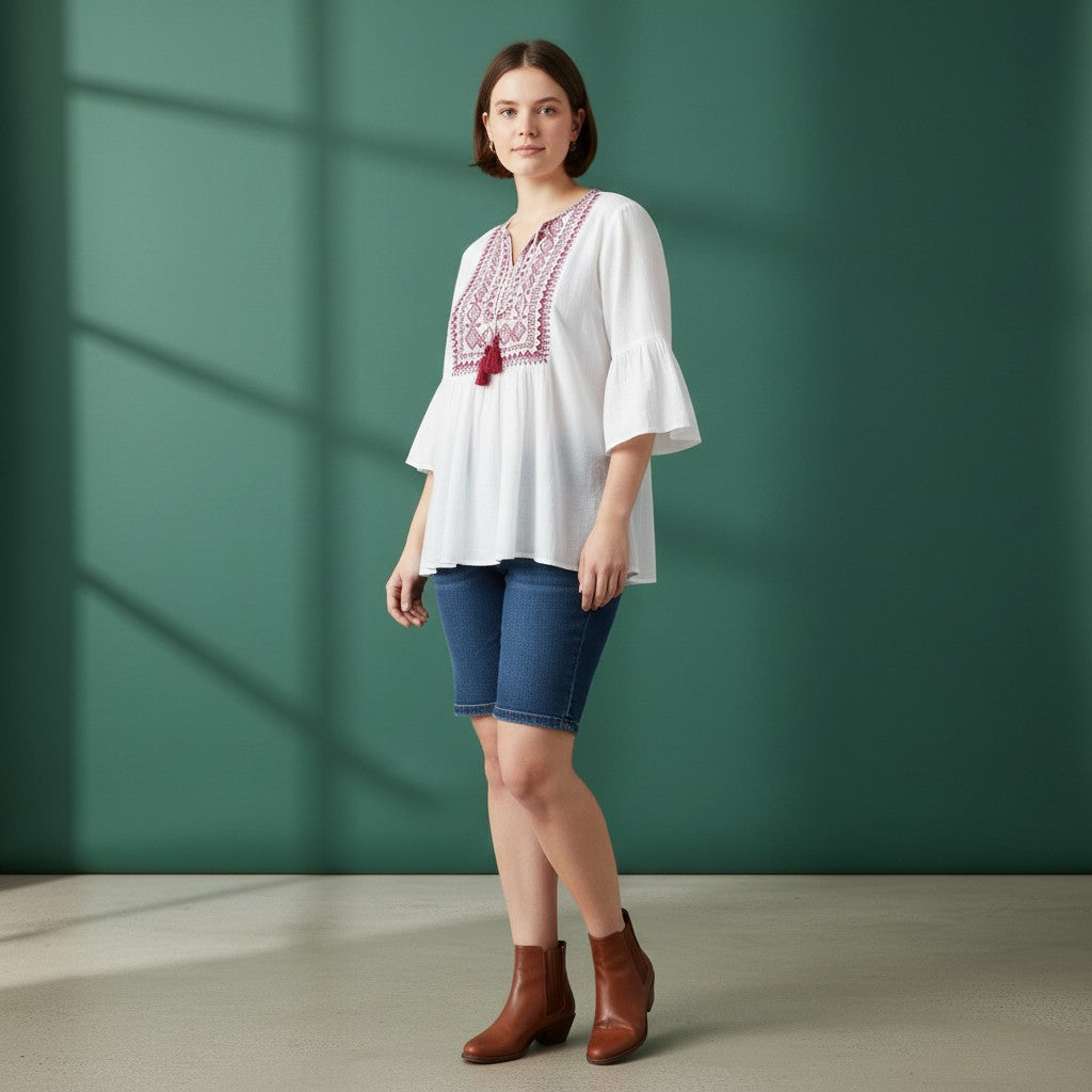 Deep Red Embroidered Tunic