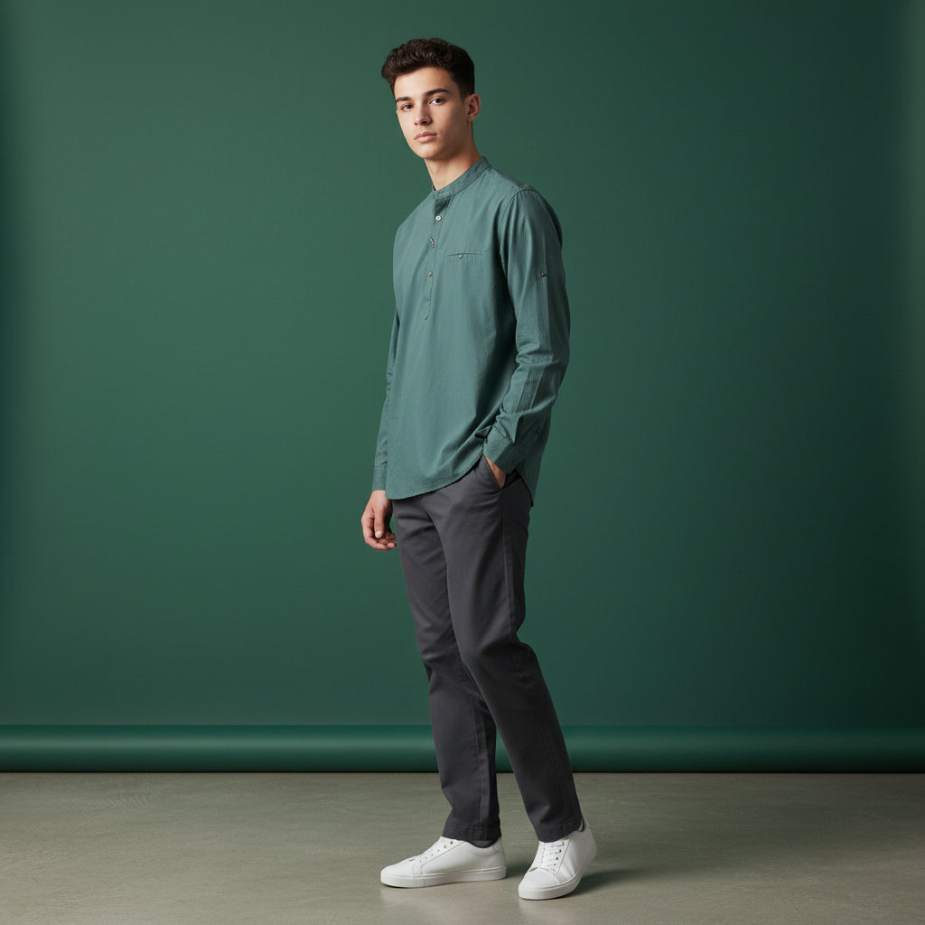 Silk Half Kurta Relaxed Fit