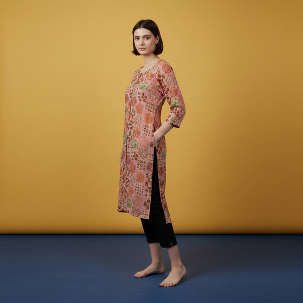 Ethnic Print Button-Down Kurti
