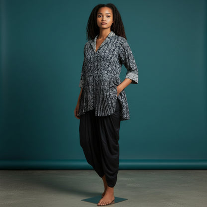 Cotton/Rayon Peplum Tunic with Dhoti Pants