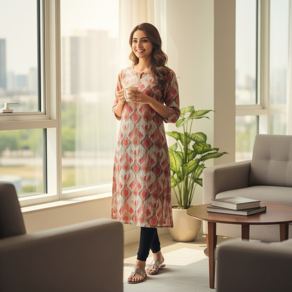 Geometric Ikat Style Kurti