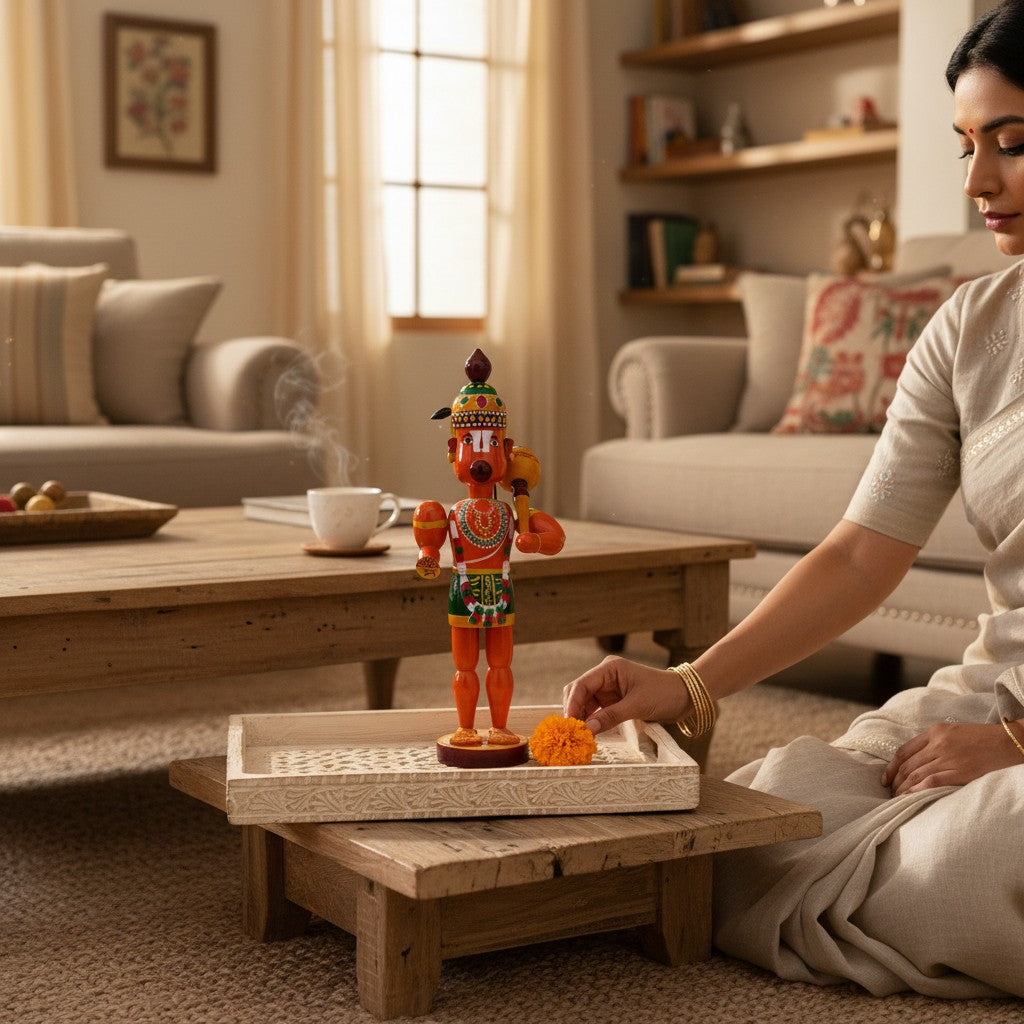 Wooden Hanuman Idol