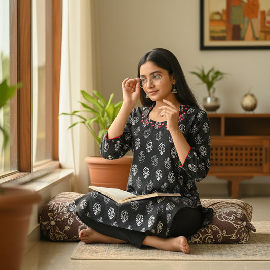 Cotton Square-neck Tunic for Everyday Wear