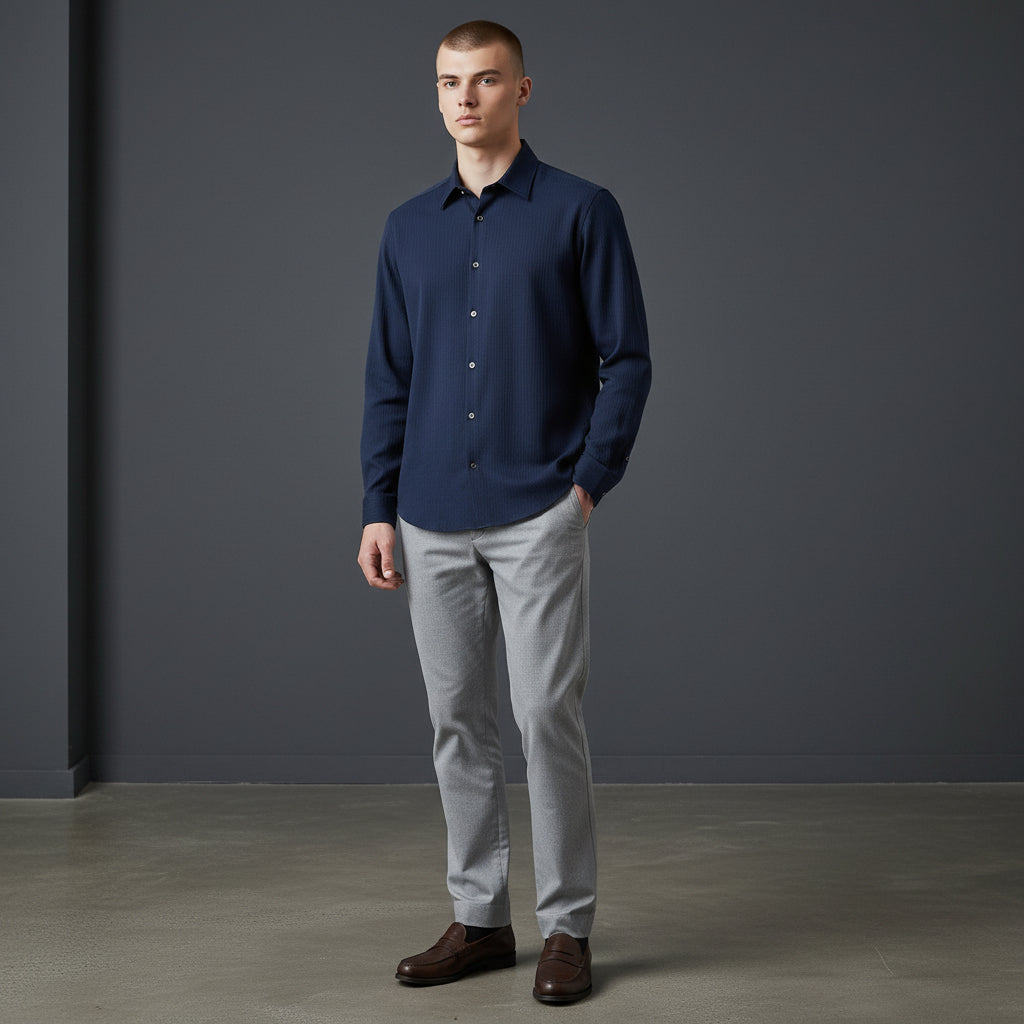 Cotton Blend Button-Up Shirt